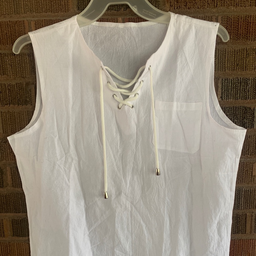 White Lace-Up Sleeveless Women's Top